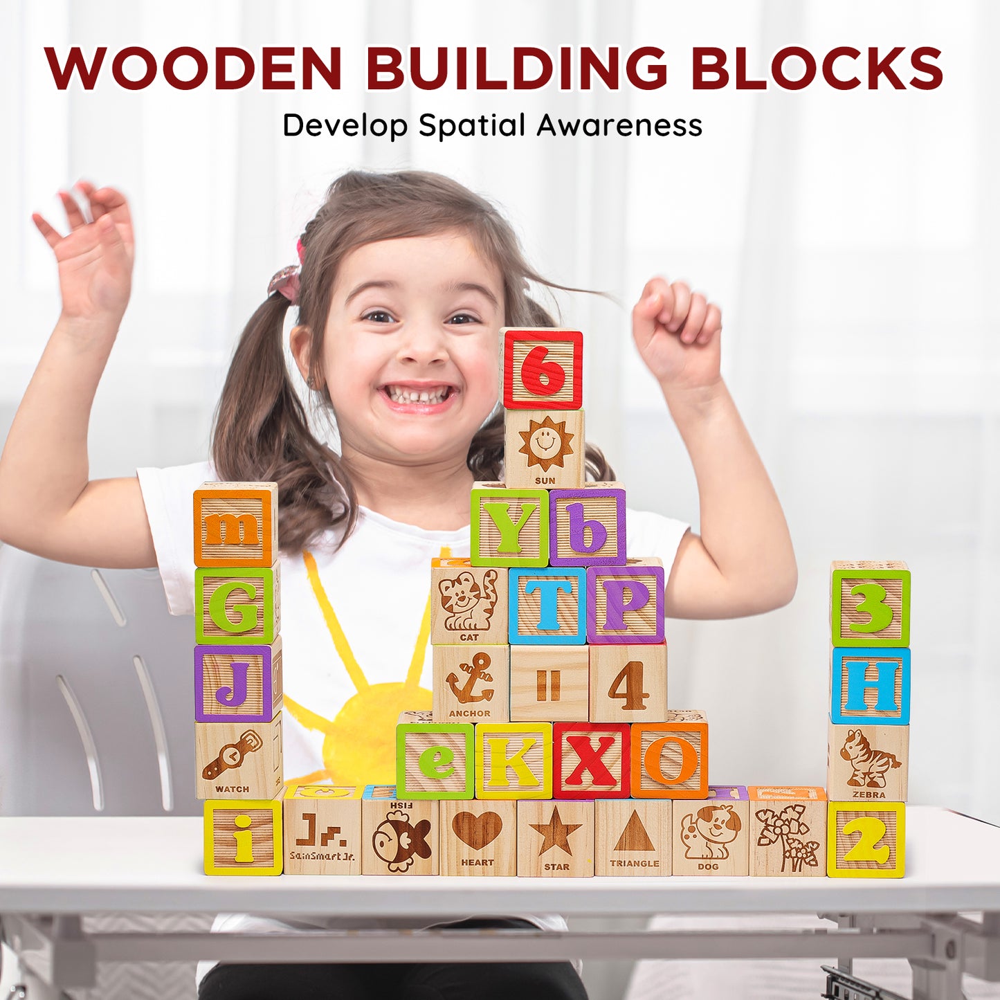 Wooden Alphabet Building Blocks