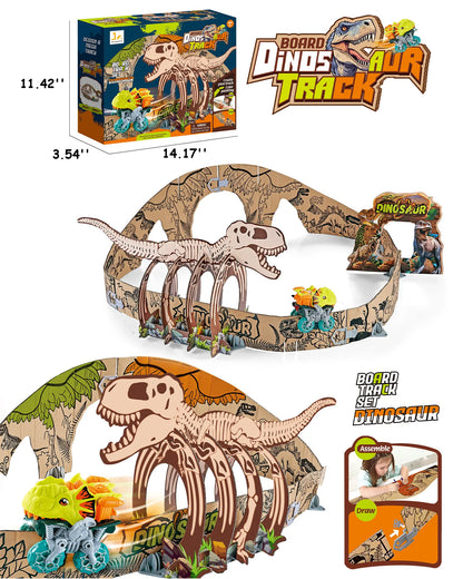Dinosaur Toys Cardboard Track Set with Clip-on Car