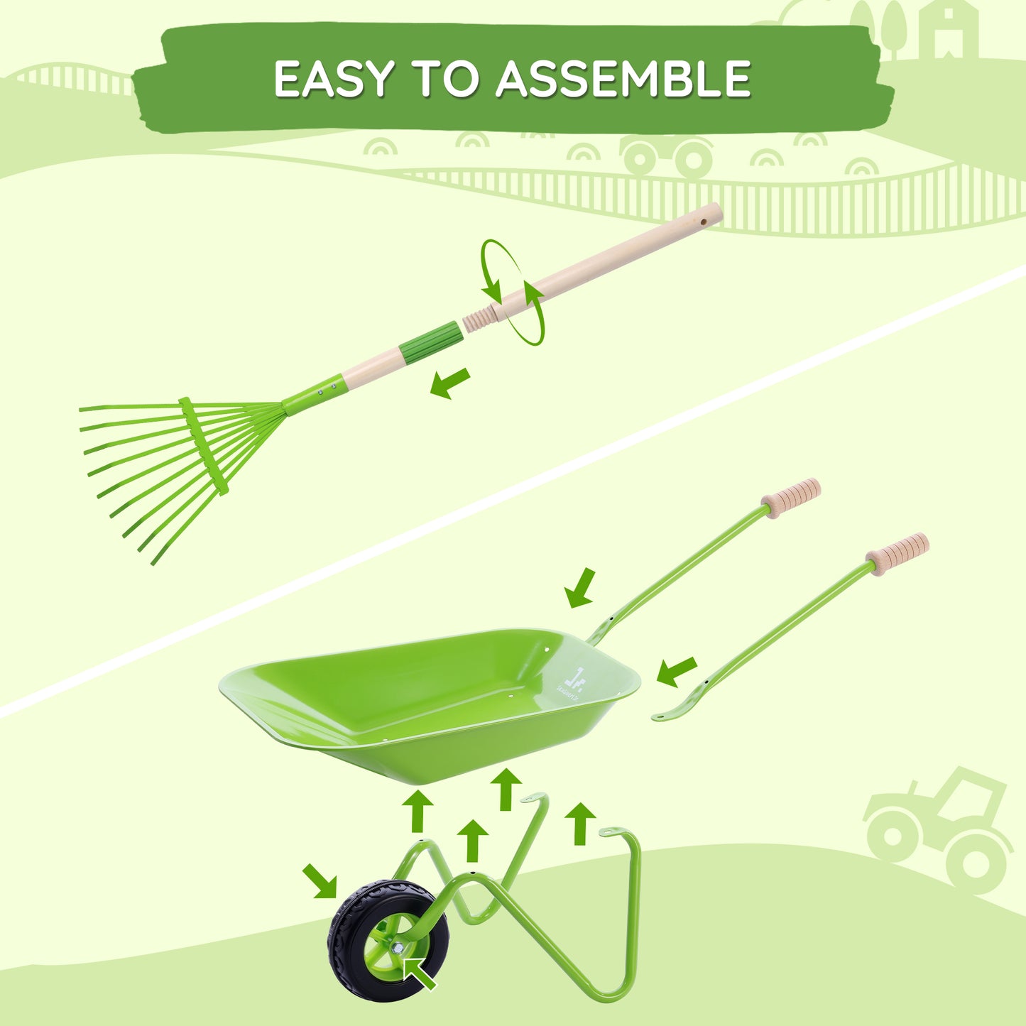 Gardening Tools Set With Wheelbarrow