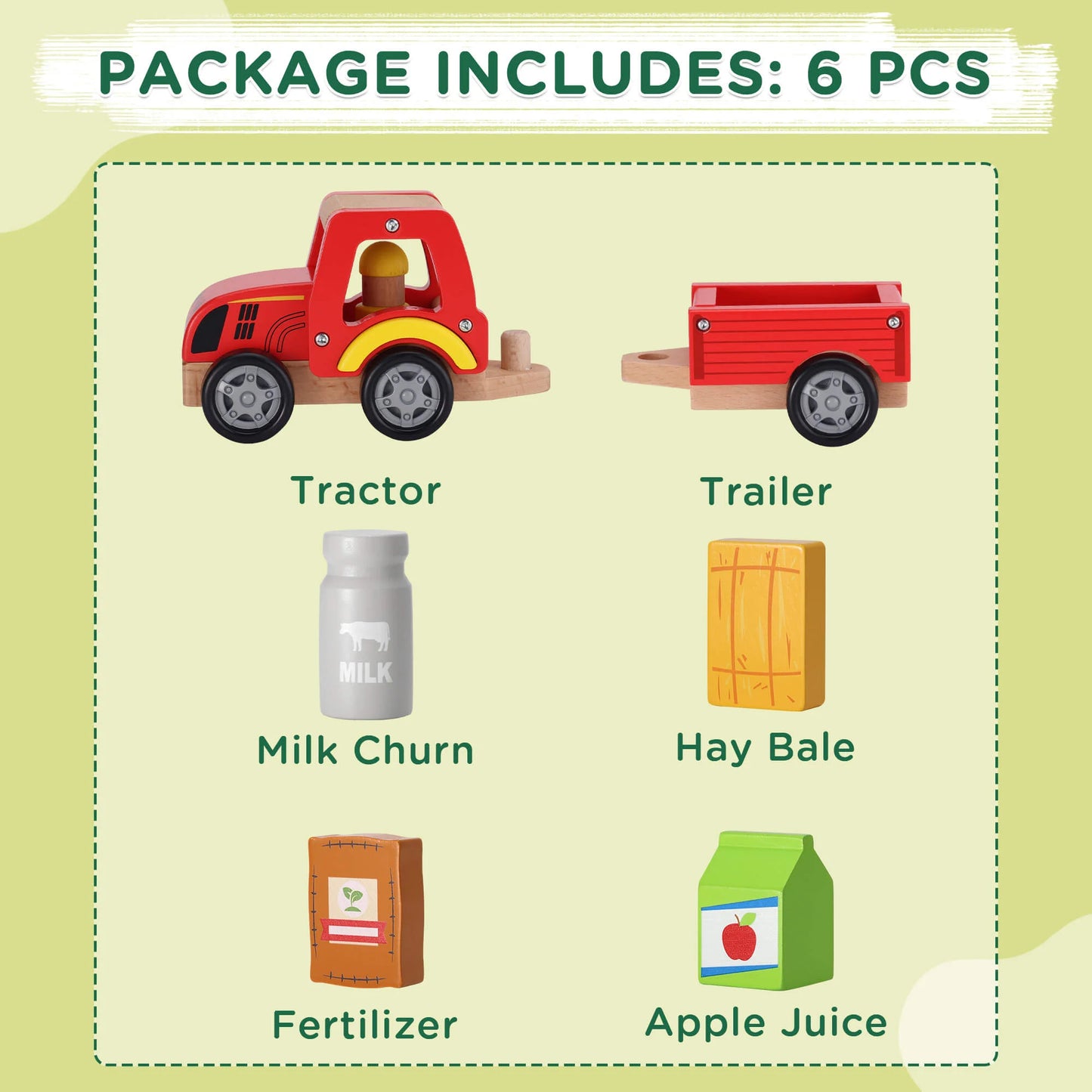 Wooden Red Tractor Toys