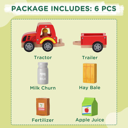 Wooden Red Tractor Toys