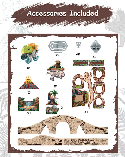 Dinosaur Toys Cardboard Track Set with Clip-on Car