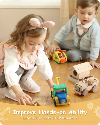 4-in-1 Woodworking Building STEM Projects Set