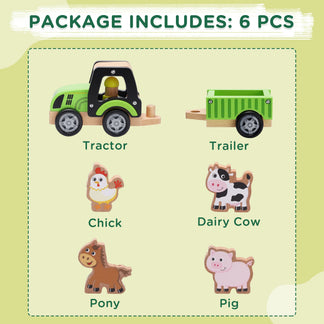 Set of wooden farm animal toys