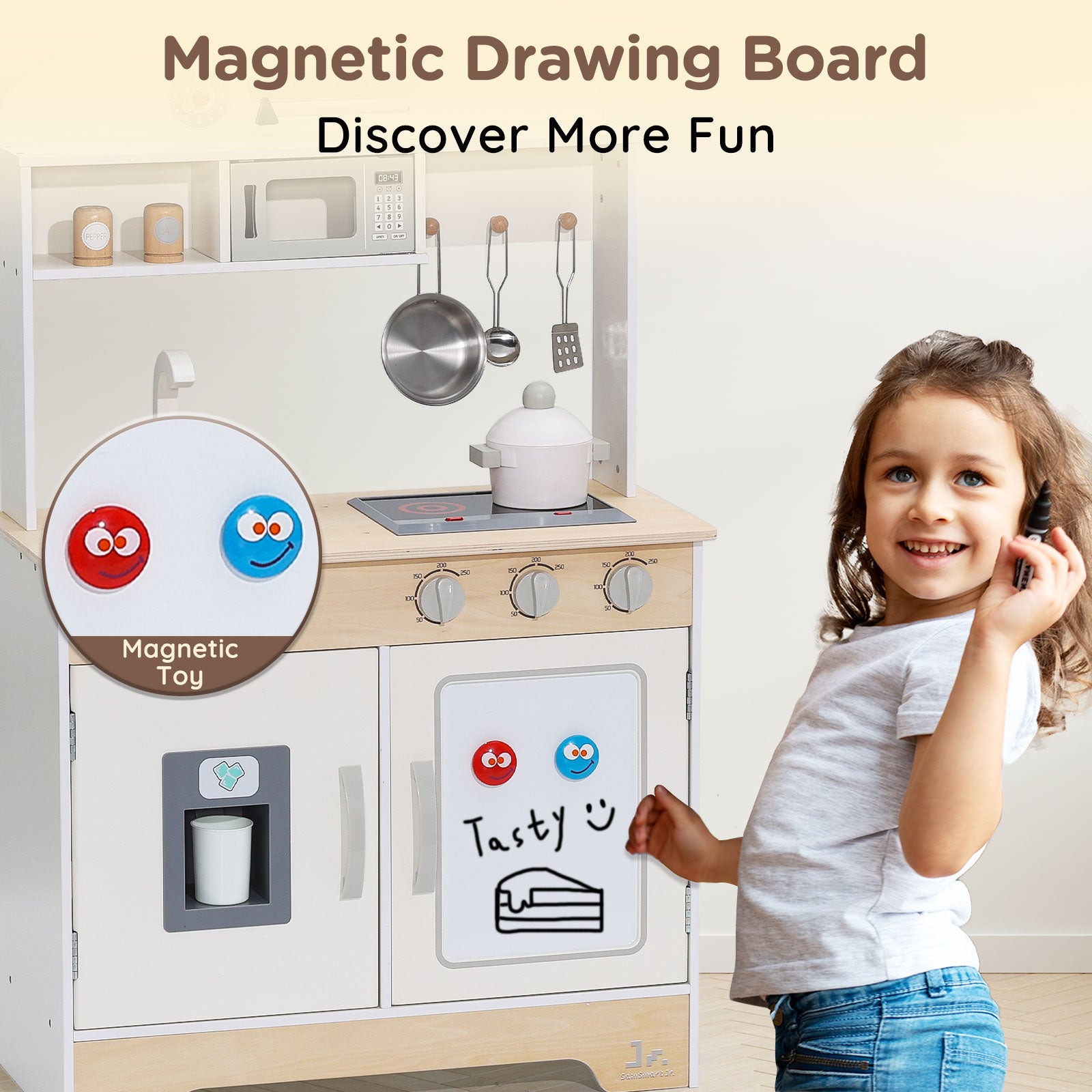 Wooden Play Kitchen Set, M Size