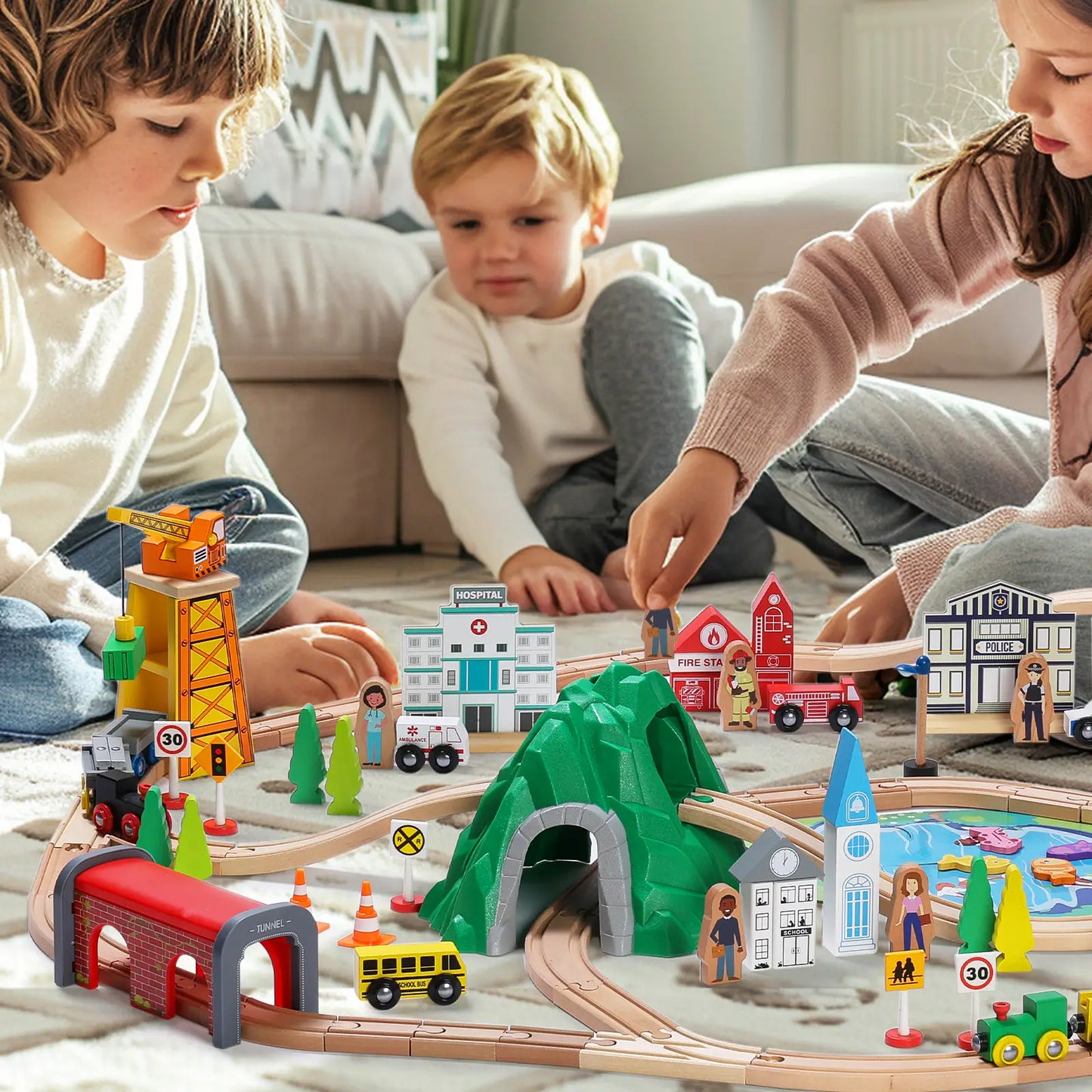 Multi-Themed Wooden Train Set
