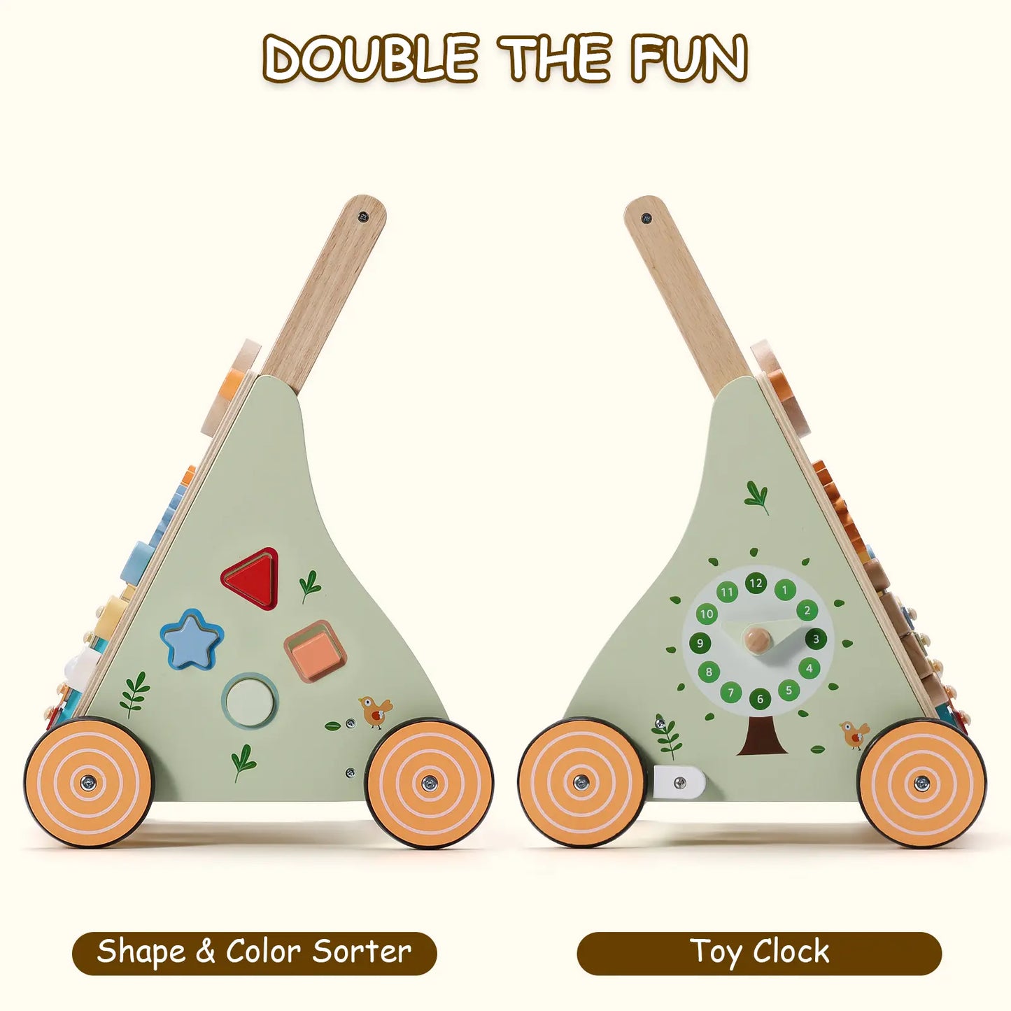 Animal-themed Wooden Baby Walker