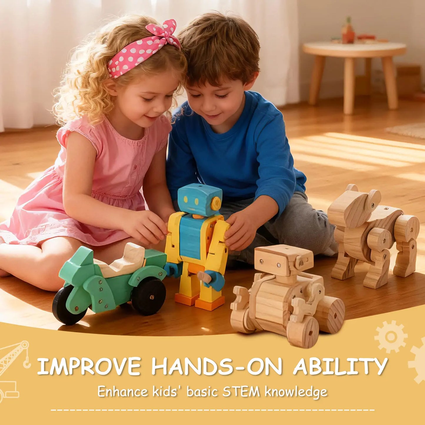 4-in-1 Woodworking Robot Assembly STEM Projects Set