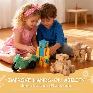 4-in-1 Woodworking Robot Assembly STEM Projects Set