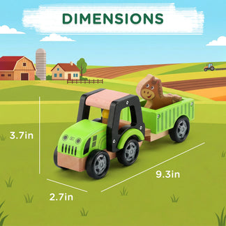 Toy tractor with dimensions