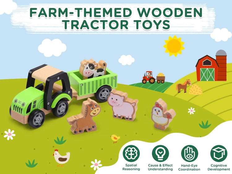 Wooden Tractor Toys for Toddlers 