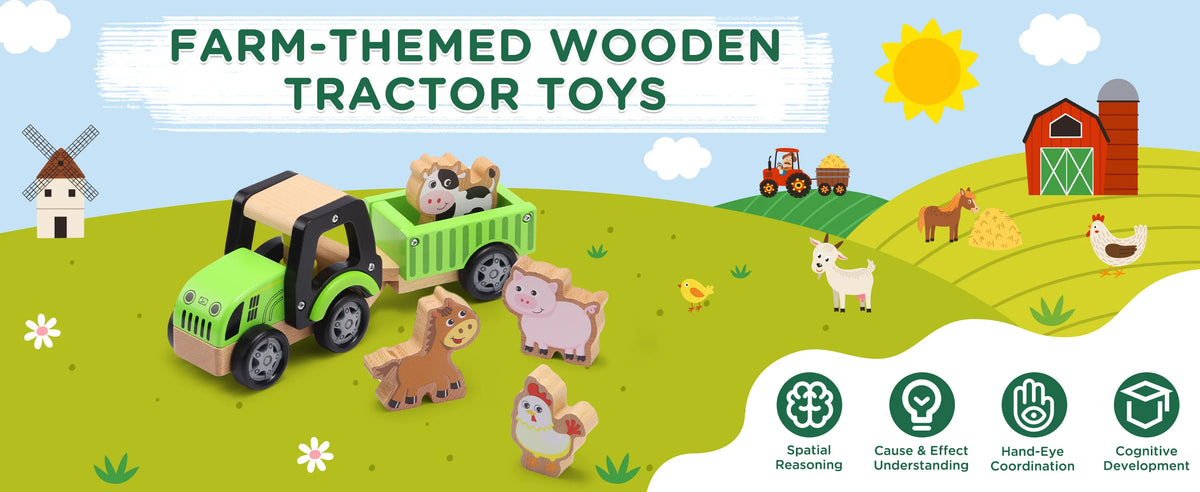 Wooden Tractor Toys for Toddlers 