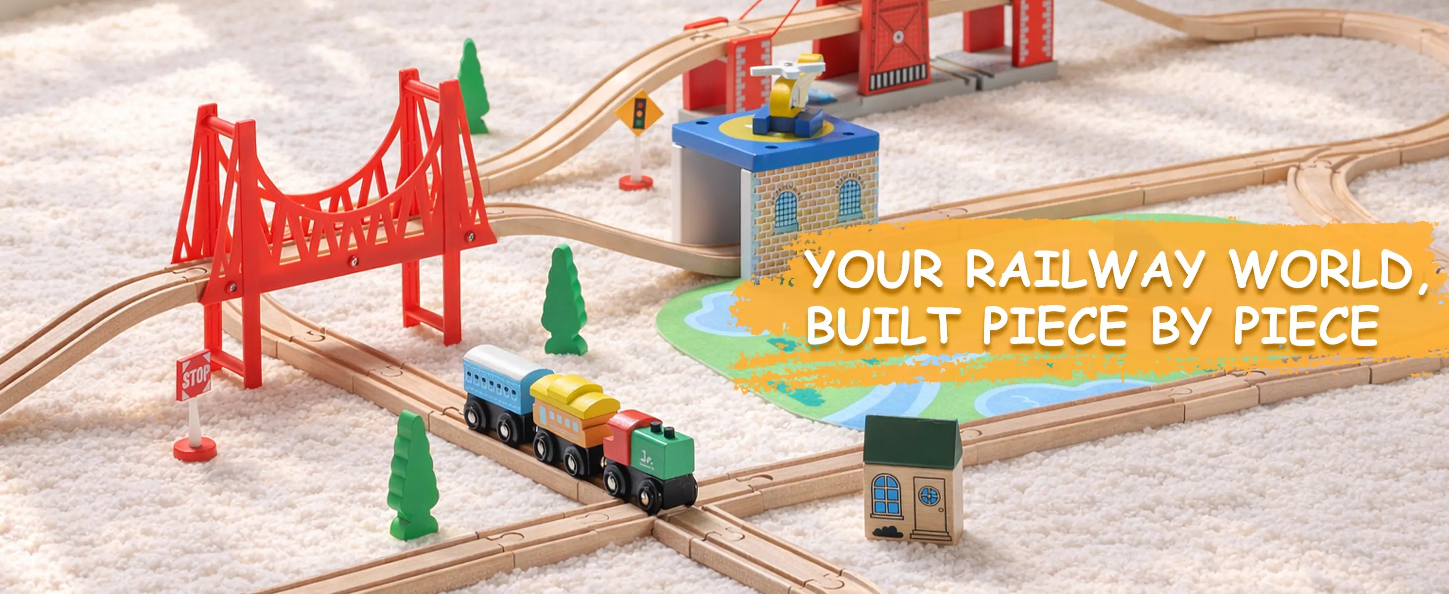 Train Tracks With Bridge & Car 62Pcs