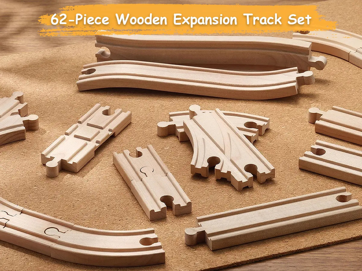 Train Tracks With Bridge & Car 62Pcs