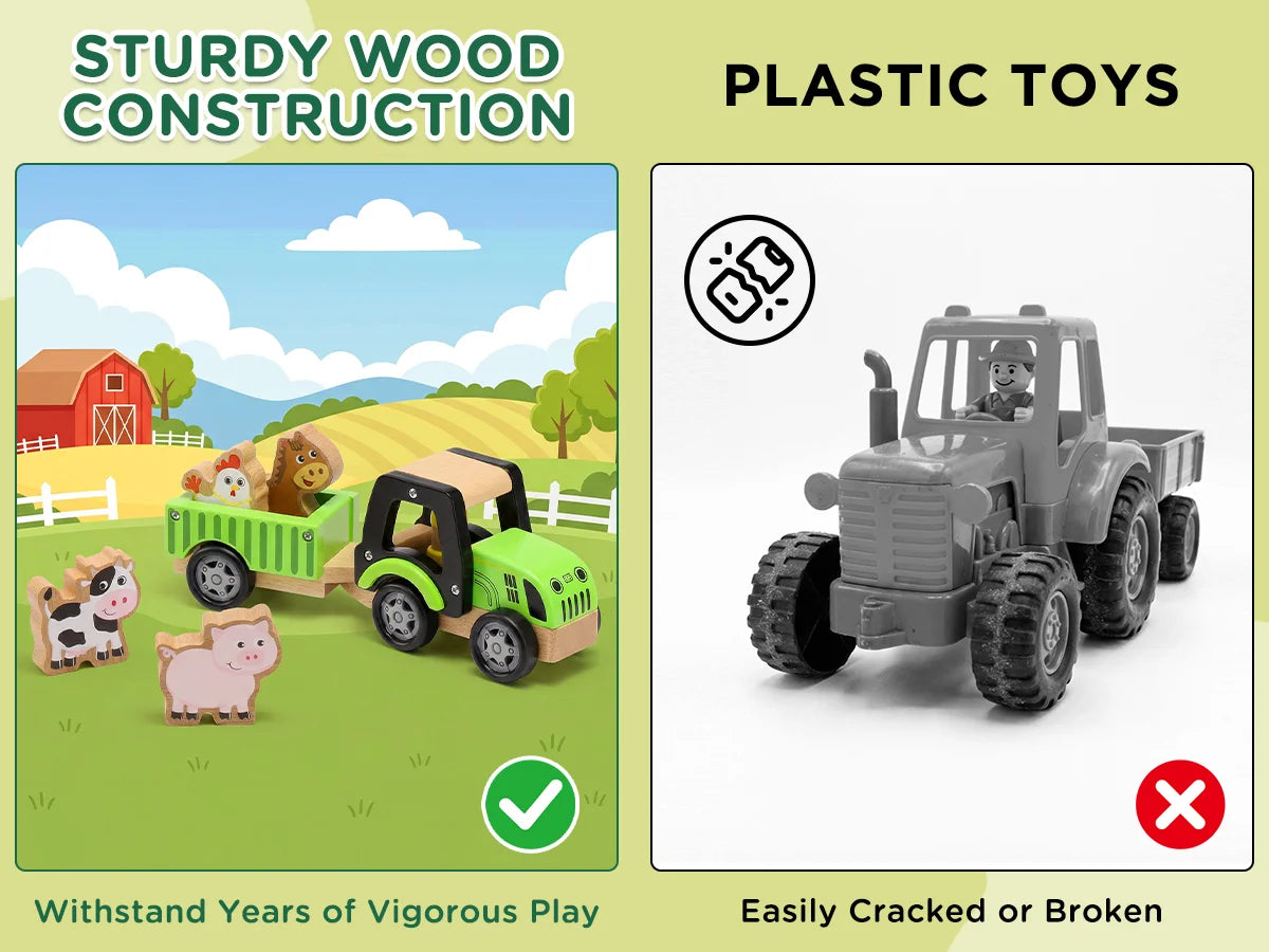 Wooden Tractor Toys for Toddlers 
