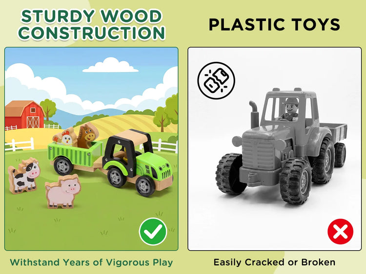 Wooden Tractor Toys for Toddlers 