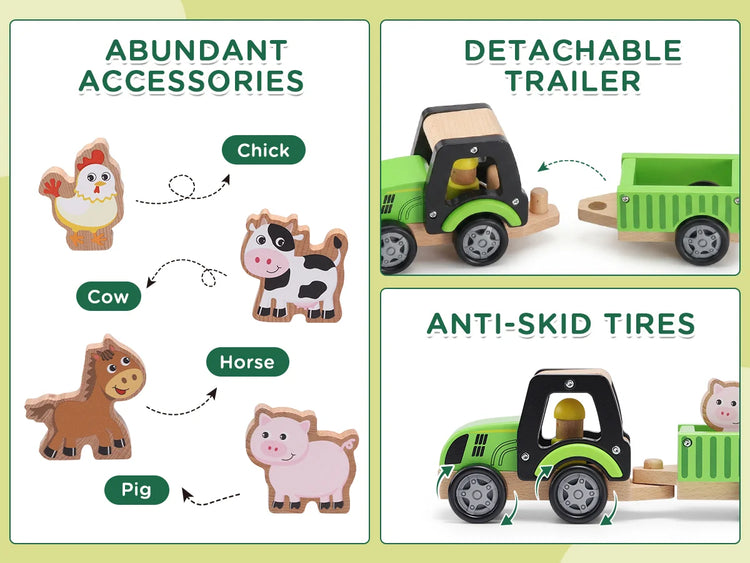 Wooden Tractor Toys for Toddlers 