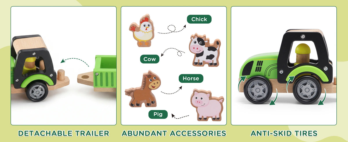 Wooden Tractor Toys for Toddlers 