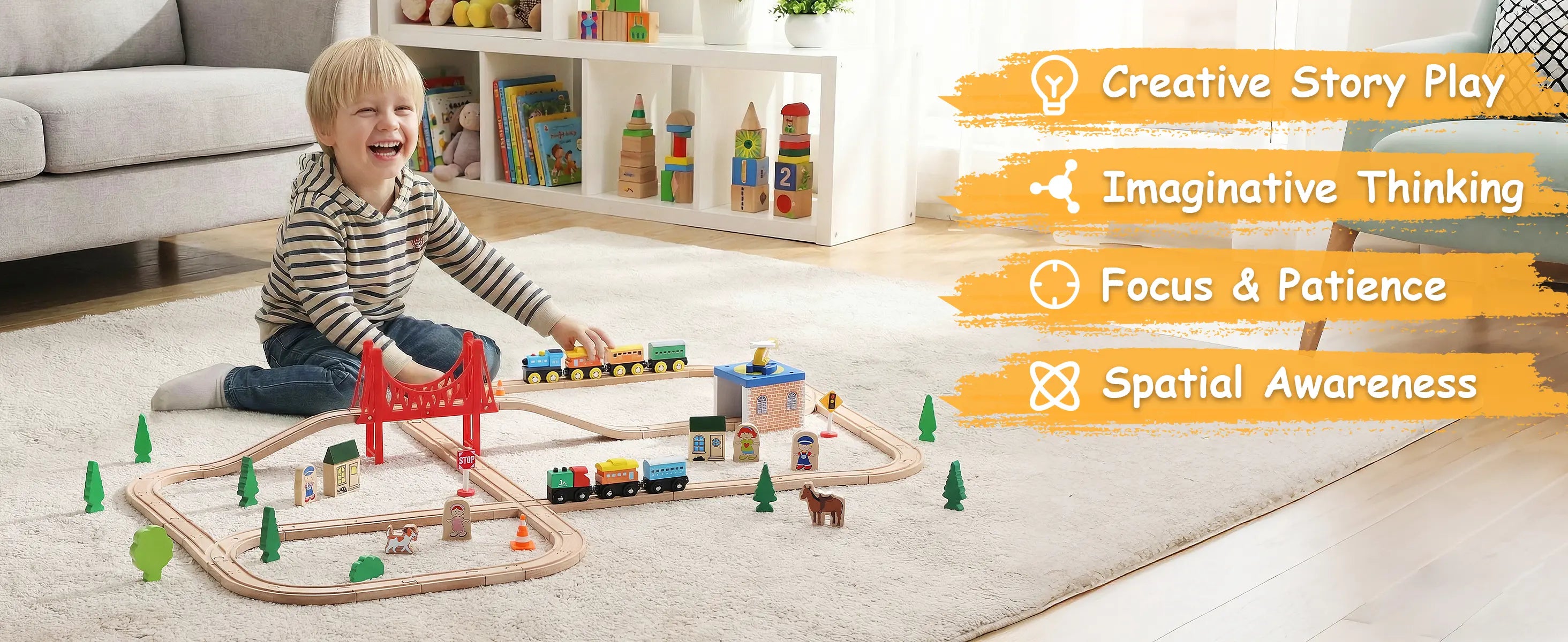 Train Tracks With Bridge & Car 62Pcs