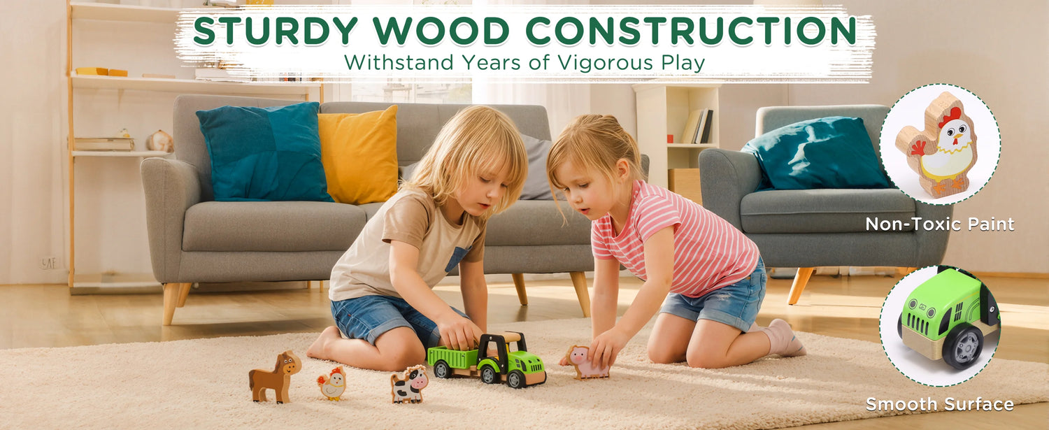 Wooden Tractor Toys for Toddlers 