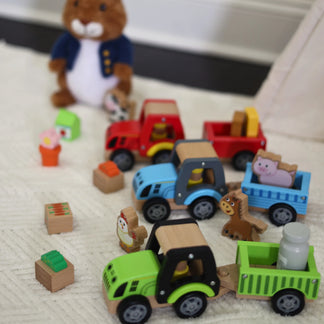 Wooden Red Tractor Toys