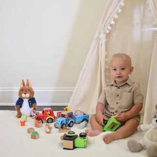 Wooden Red Tractor Toys