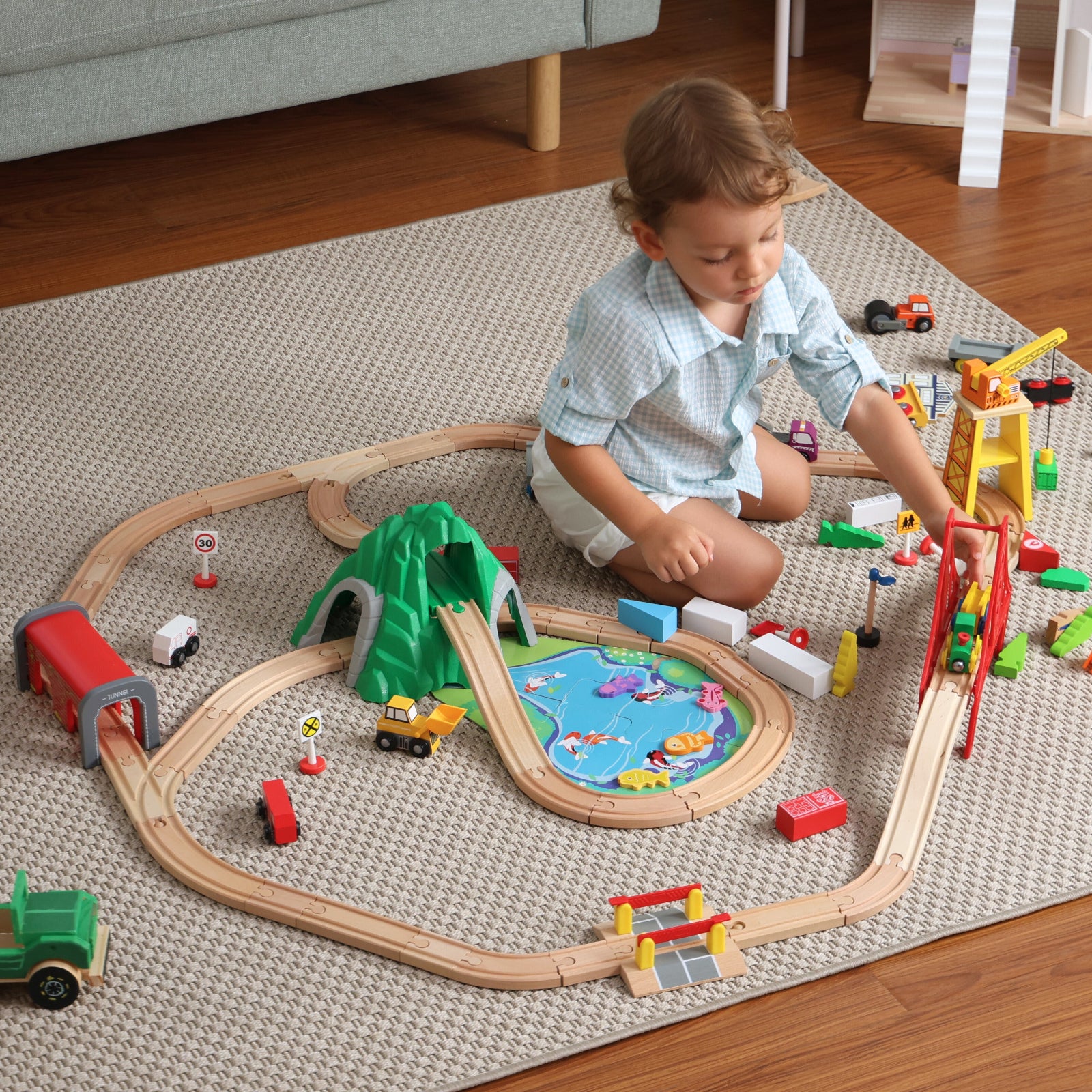 Multi-Themed Wooden Train Set | SainSmart Jr. Toys