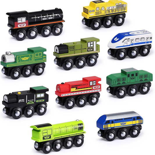 Wooden Magnetic Train Car Set (10 pcs)
