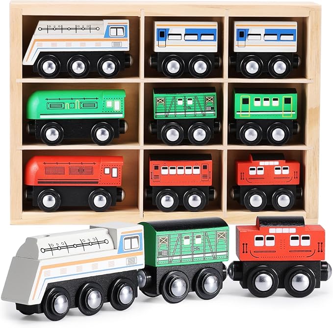 🎁 Wooden Train Set 9 PCS (100% off)