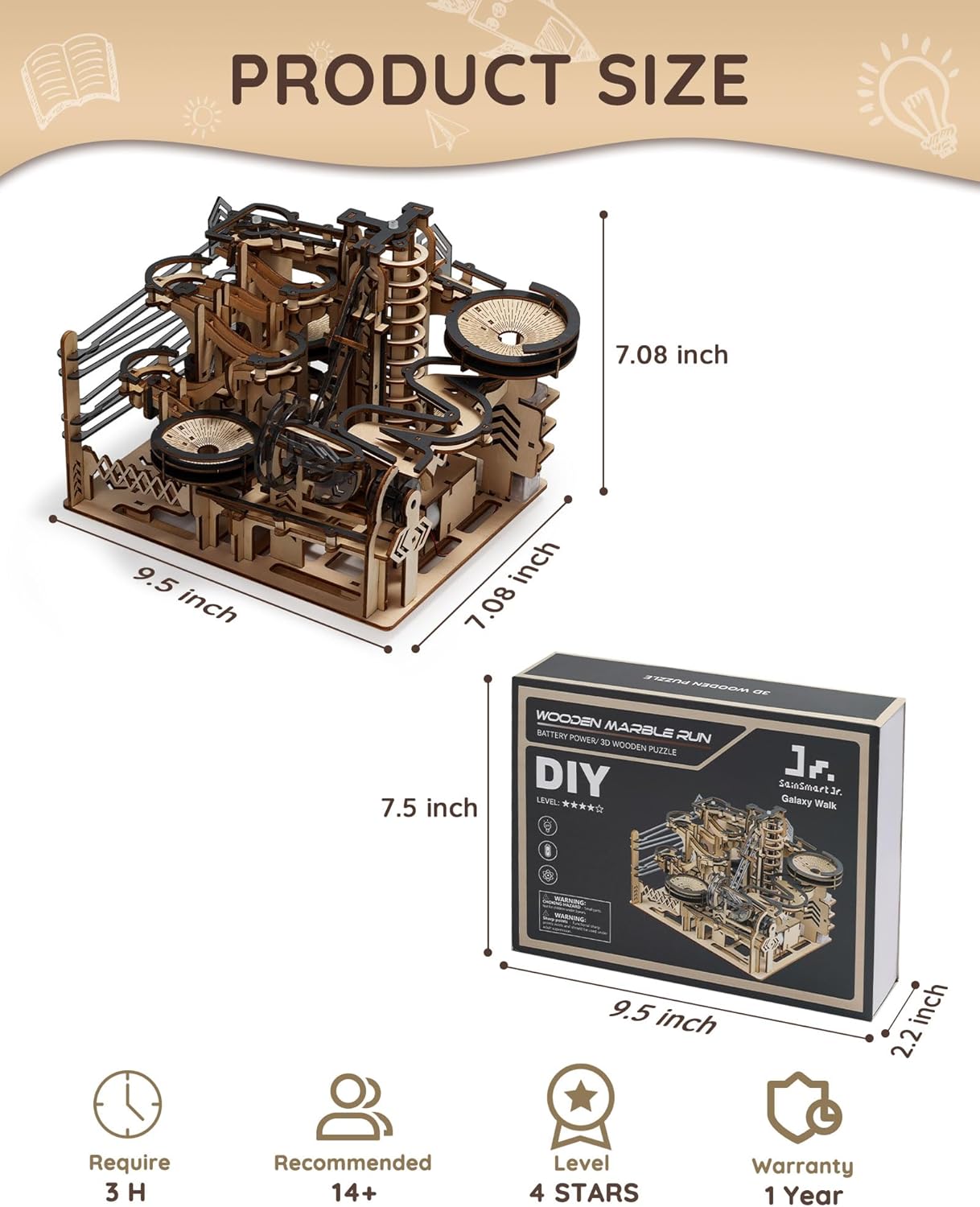 Galaxy Walk 3D Wooden Marble Run Kit