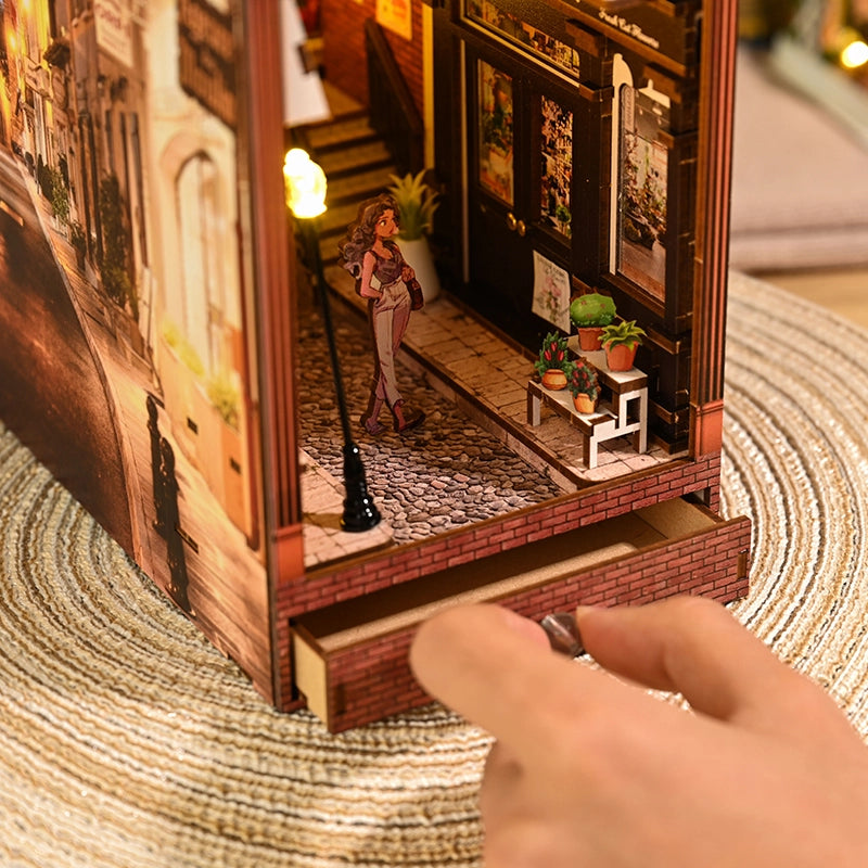 DIY Wooden Book Nook Kit with LED Lights