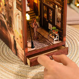 DIY Wooden Book Nook Kit with LED Lights