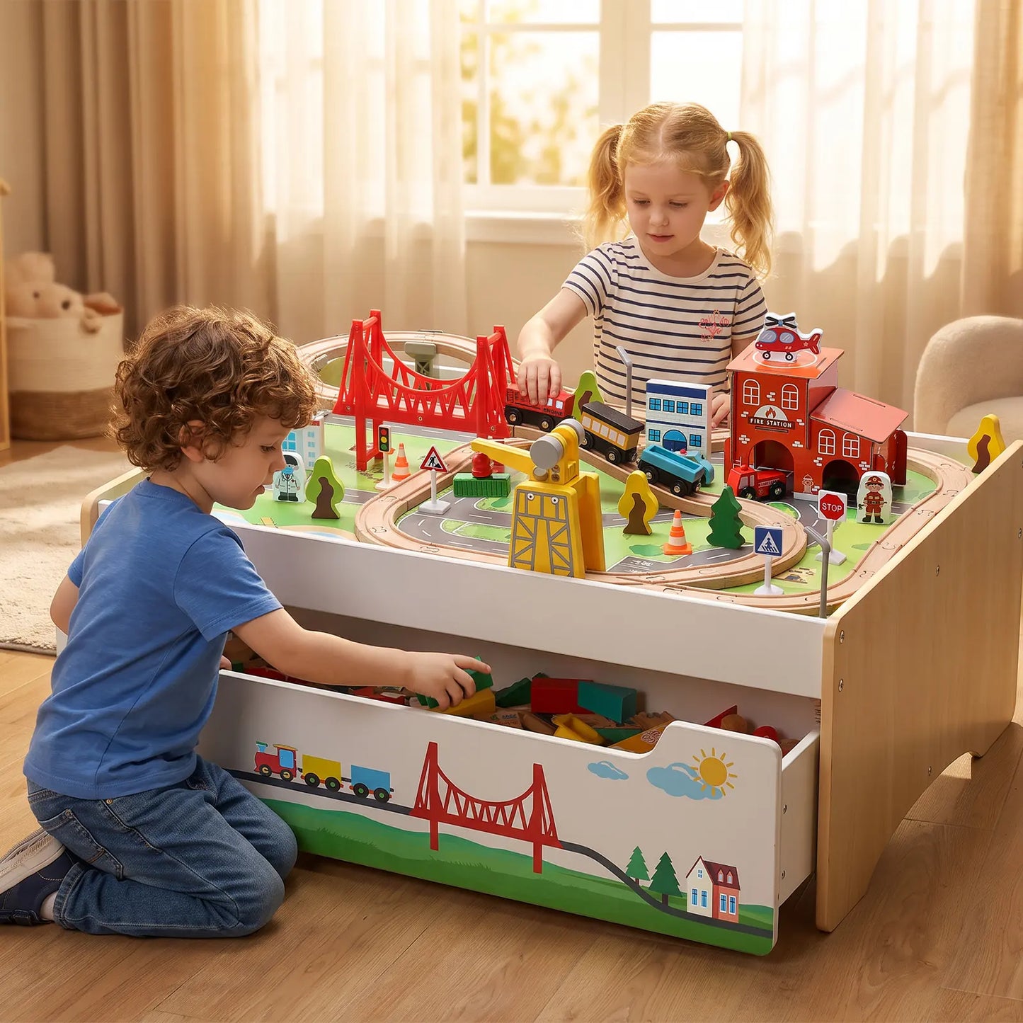 SainSmart Jr. wooden train table with storage - gallery image 10