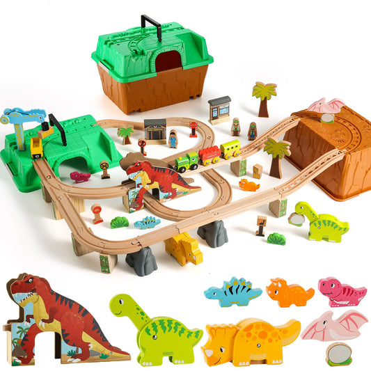 SainSmart Jr. dinosaur wooden train set with storage box - image 2