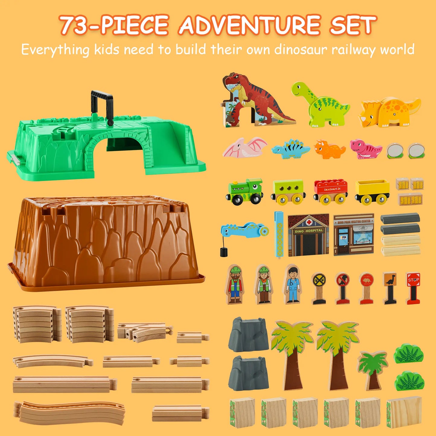 SainSmart Jr. dinosaur wooden train set with storage box - image 5