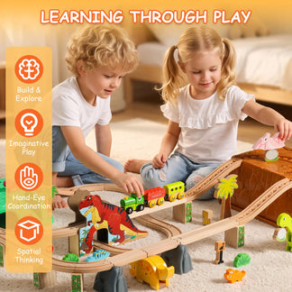 SainSmart Jr. dinosaur wooden train set with storage box - image 7