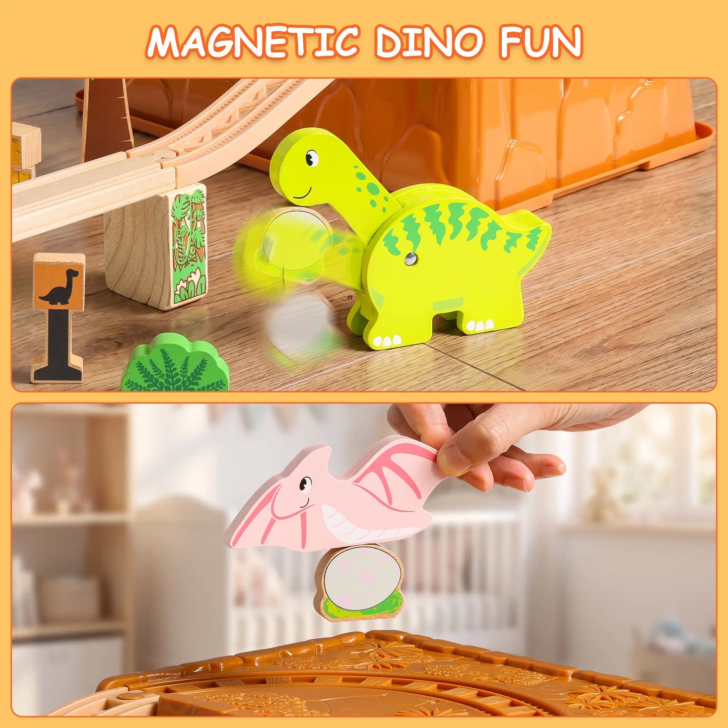SainSmart Jr. dinosaur wooden train set with storage box - image 8