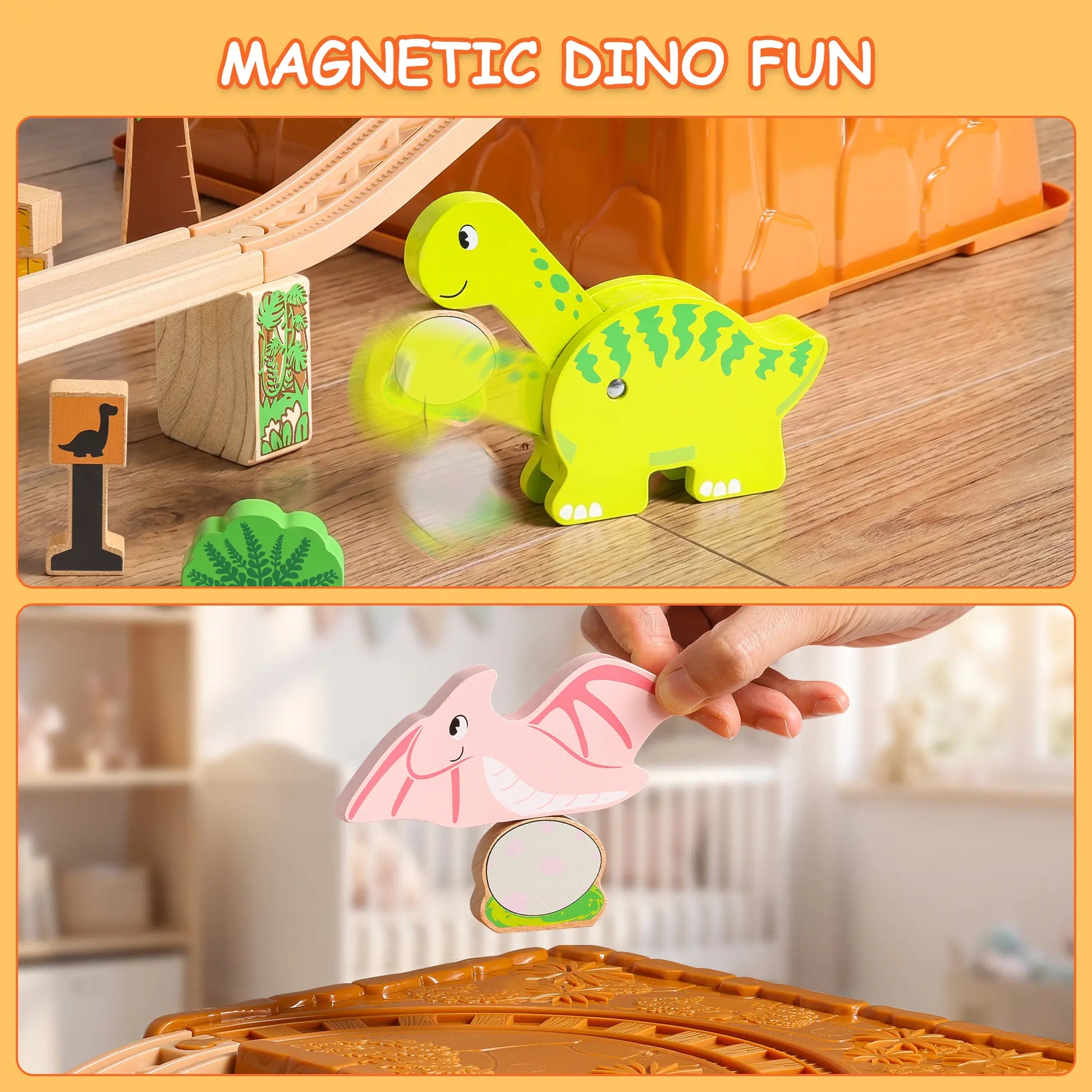 SainSmart Jr. dinosaur wooden train set with storage box - image 8