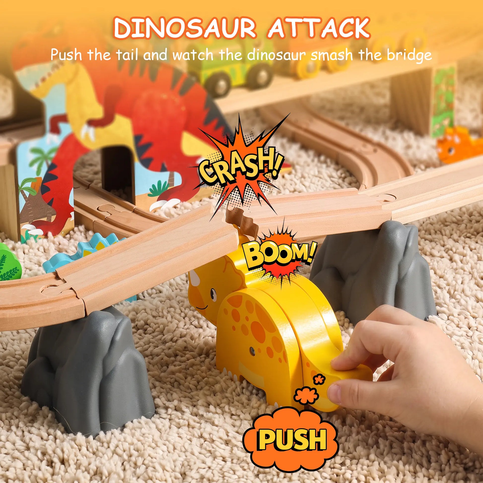 SainSmart Jr. dinosaur wooden train set with storage box - image 9