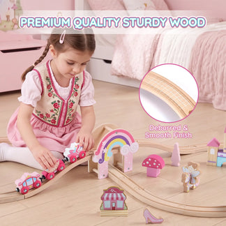 SainSmart Jr. unicorn pink wooden train set - gallery image 3