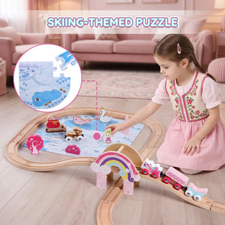 SainSmart Jr. unicorn pink wooden train set - gallery image 4