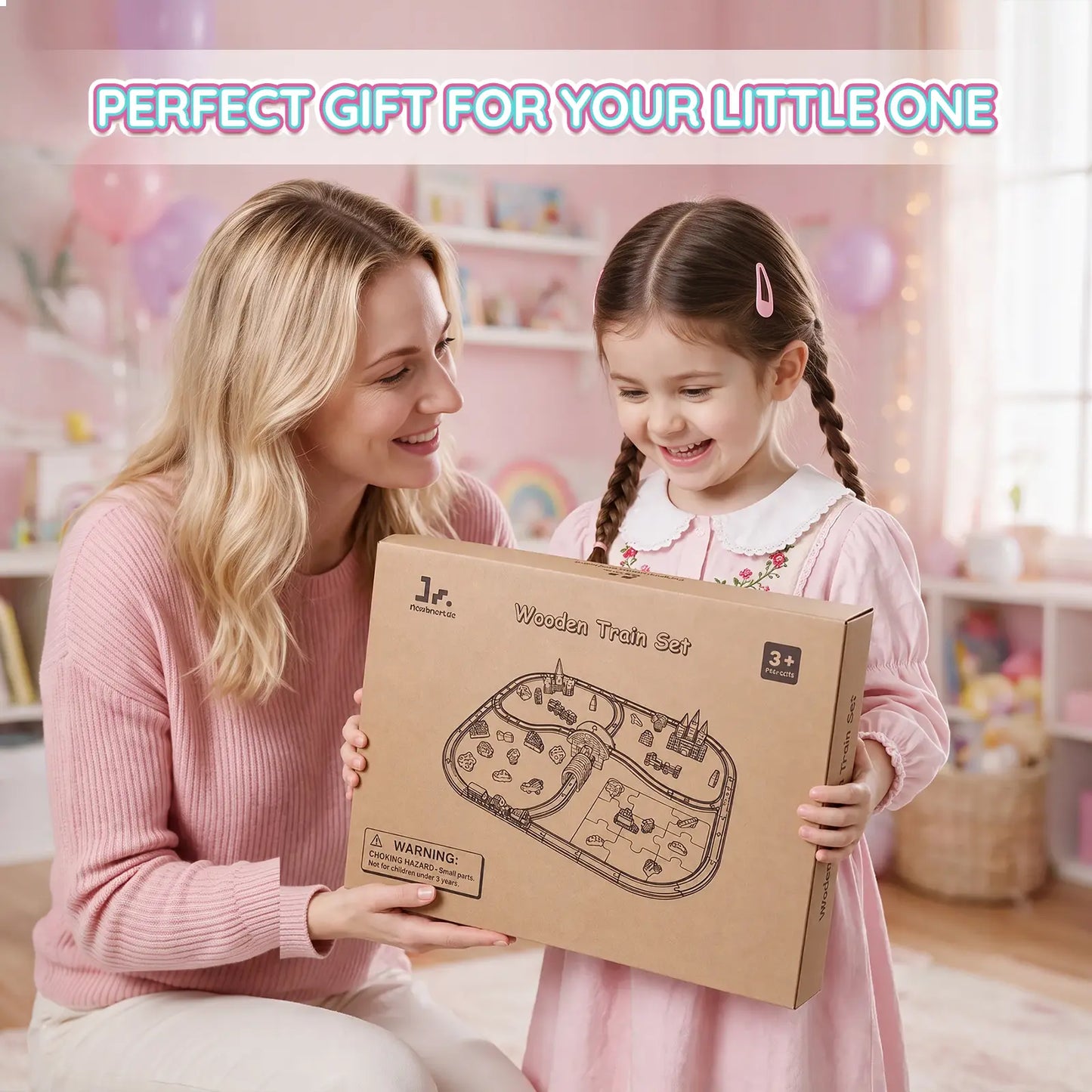 SainSmart Jr. unicorn pink wooden train set - gallery image 6