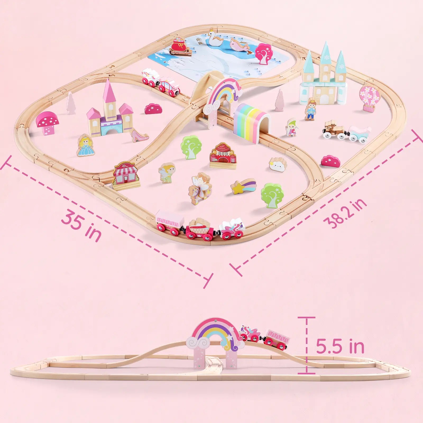 SainSmart Jr. unicorn pink wooden train set - gallery image 7