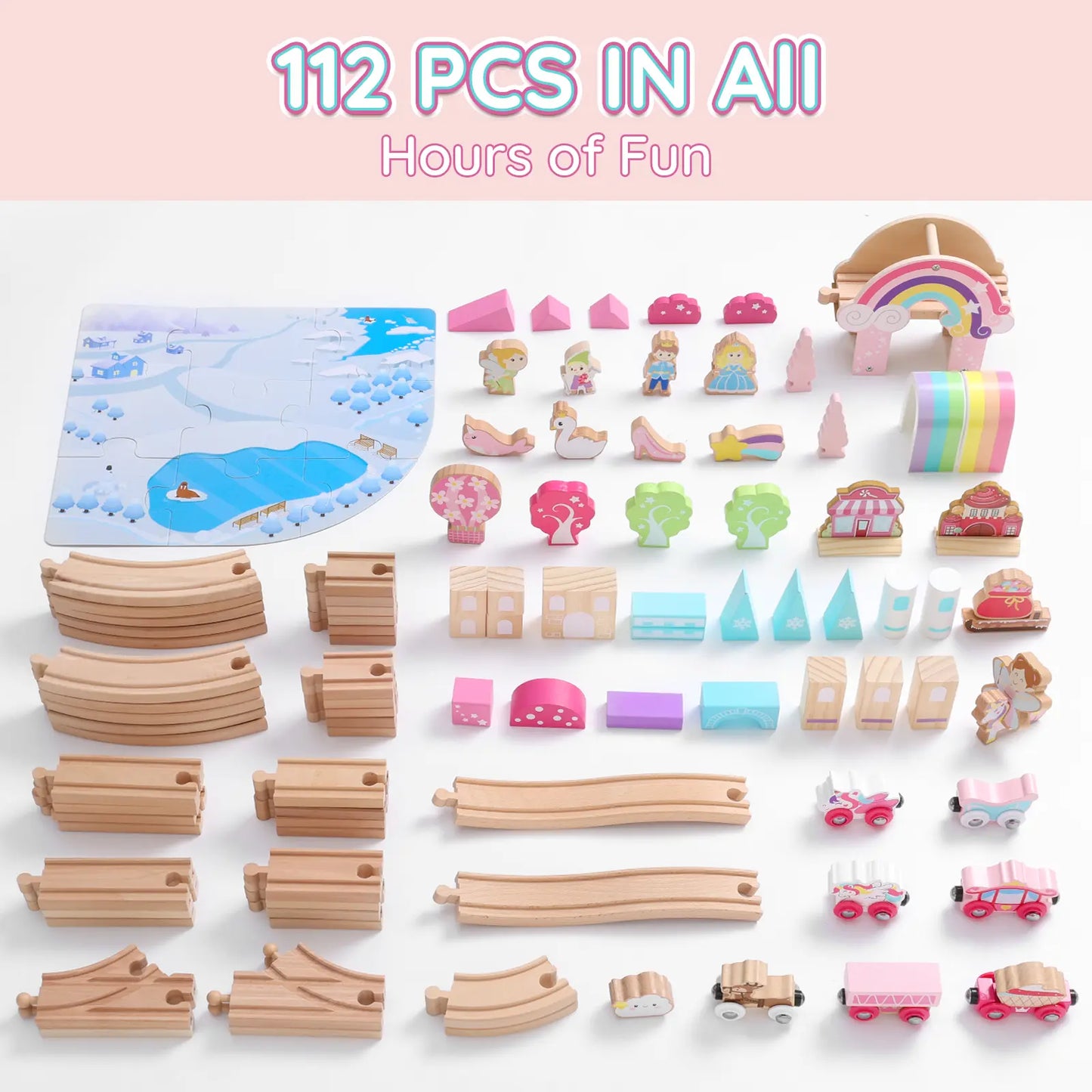 SainSmart Jr. unicorn pink wooden train set - gallery image 8