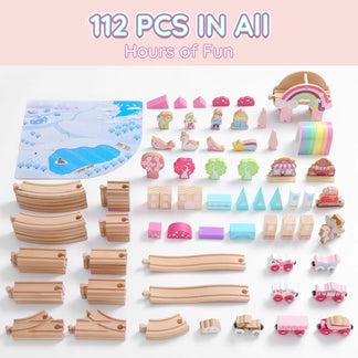 SainSmart Jr. unicorn pink wooden train set - gallery image 8