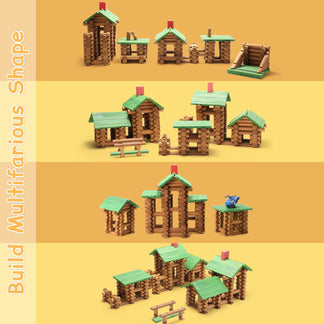 Set of wooden building blocks