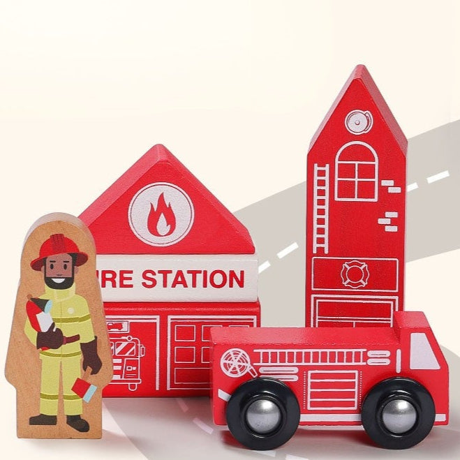 Fire Station-Train sets toy-SainSmart Jr.