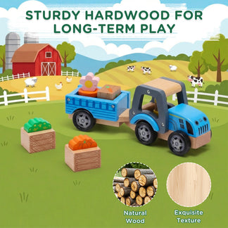 Kids Wooden Tractor Toy for Imaginative Farm Play