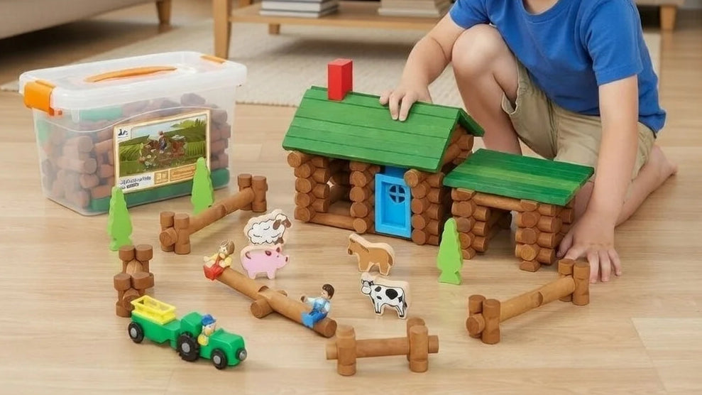 lincoln logs toy with box