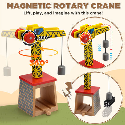 Toy magnetic rotary crane with detailed features